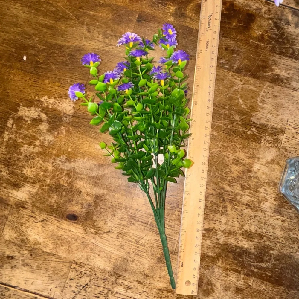 6 Bundles Purple Plastic Artificial Flowers Outdoor Fake Flowers
